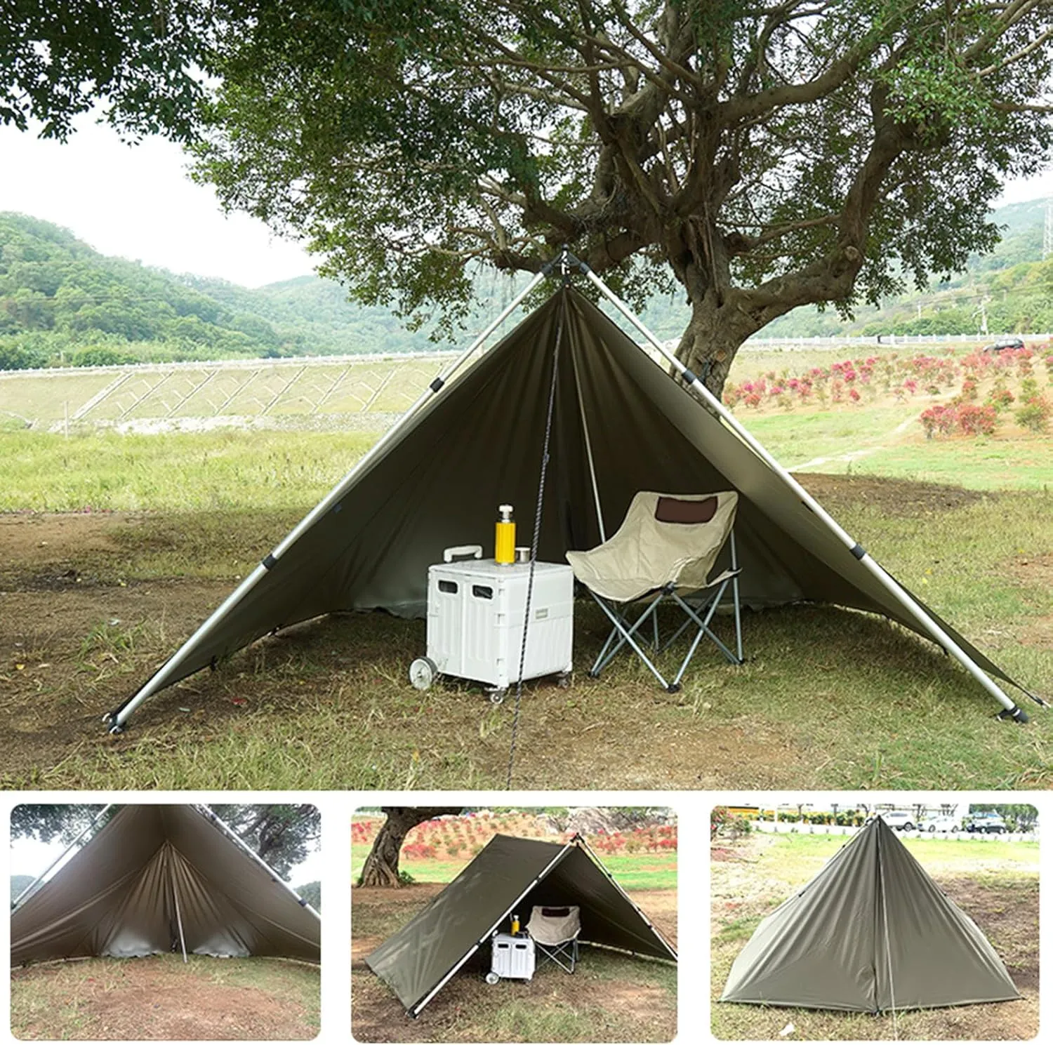 Waterproofs Backpacking Campings Tarps Tent With Rope And Ground Nails Outdoor Awnings Shade Rain Tarps Garden Canopy