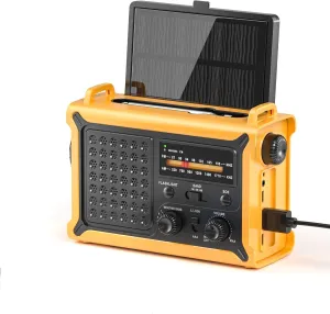 Weather Radios Portable AM FM NOAA Alert with Battery Backup 12000mAh 44400mWh, Fast Solar Power, Emergency Radio Hand Crank Flashlight, Reading Lamp SOS for Home Outdoor Camping