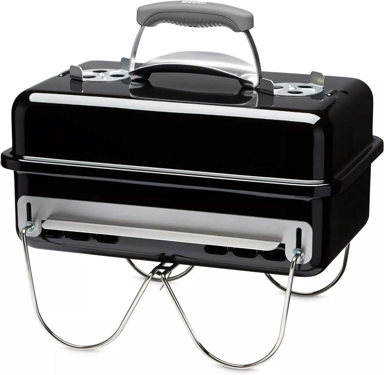 Weber Go-Anywhere Charcoal Barbeque Grill - Portable Tabletop Camping BBQ with Lid | Porcelain-Enameled Bowl | Lightweight Outdoor Stove - Black (1131004)