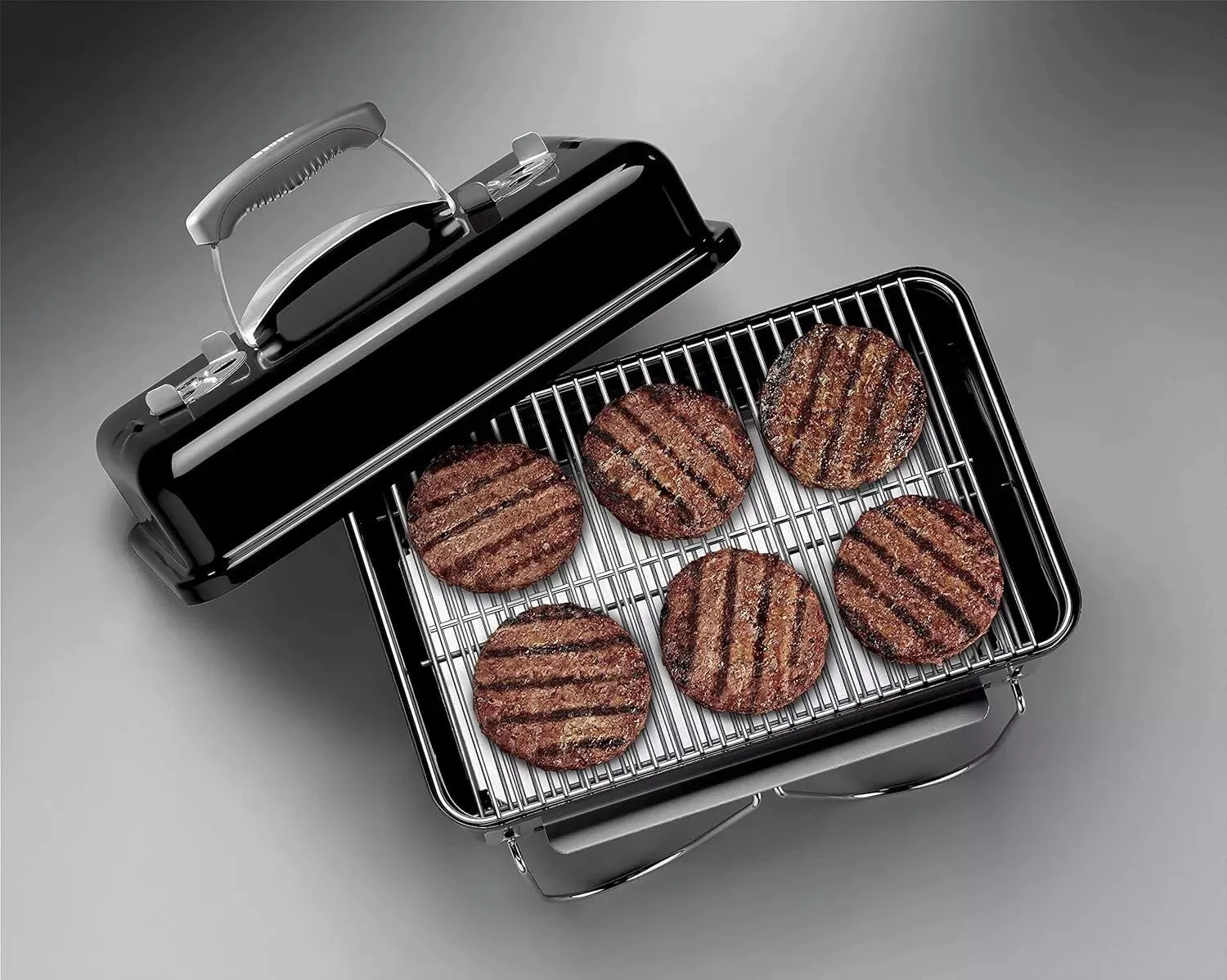 Weber Go-Anywhere Charcoal Barbeque Grill - Portable Tabletop Camping BBQ with Lid | Porcelain-Enameled Bowl | Lightweight Outdoor Stove - Black (1131004)