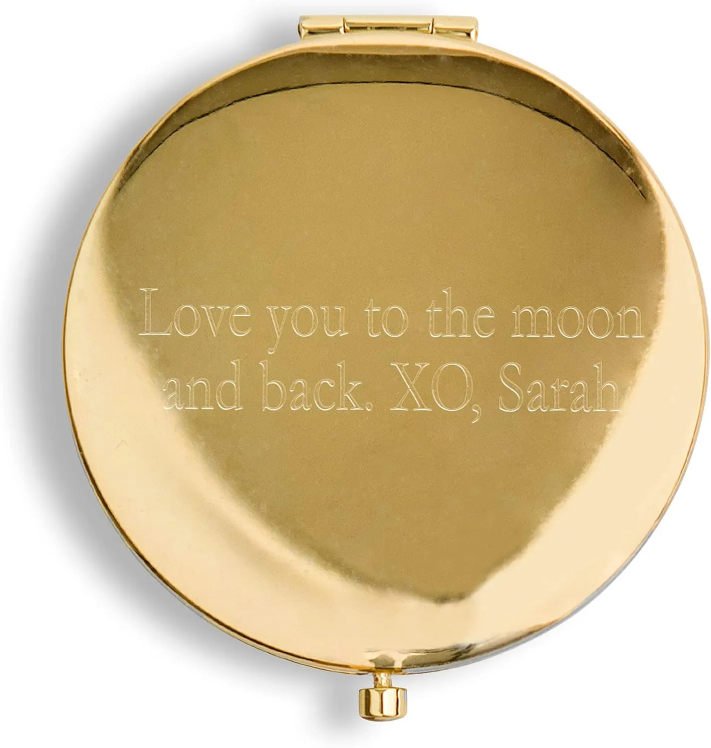 WEDDINGSTAR Custom Engraved Faux Leather Personalized Compact Mirror, Gold - Kiss The Miss Goodbye