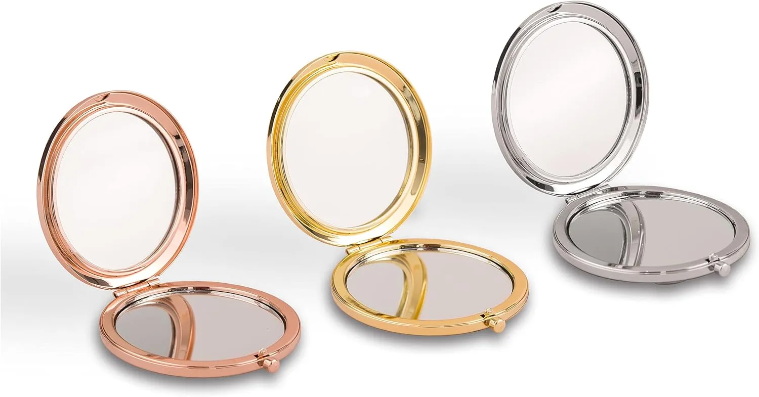 WEDDINGSTAR Custom Engraved Faux Leather Personalized Compact Mirror, Gold - Kiss The Miss Goodbye