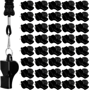 Whistle,Black Professional Sport Whistle Set with Lanyard - Loud Pea-Less Whistle for Coaches, Referees, Lifeguards and Police