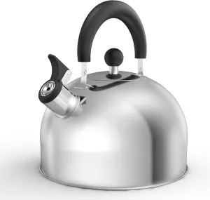 Whistling Stovetop Tea Kettle, 3.2 Quart Stainless Steel Teapot with Cool Touch Ergonomic Handle, Hot Water Fast to Boil, Silver