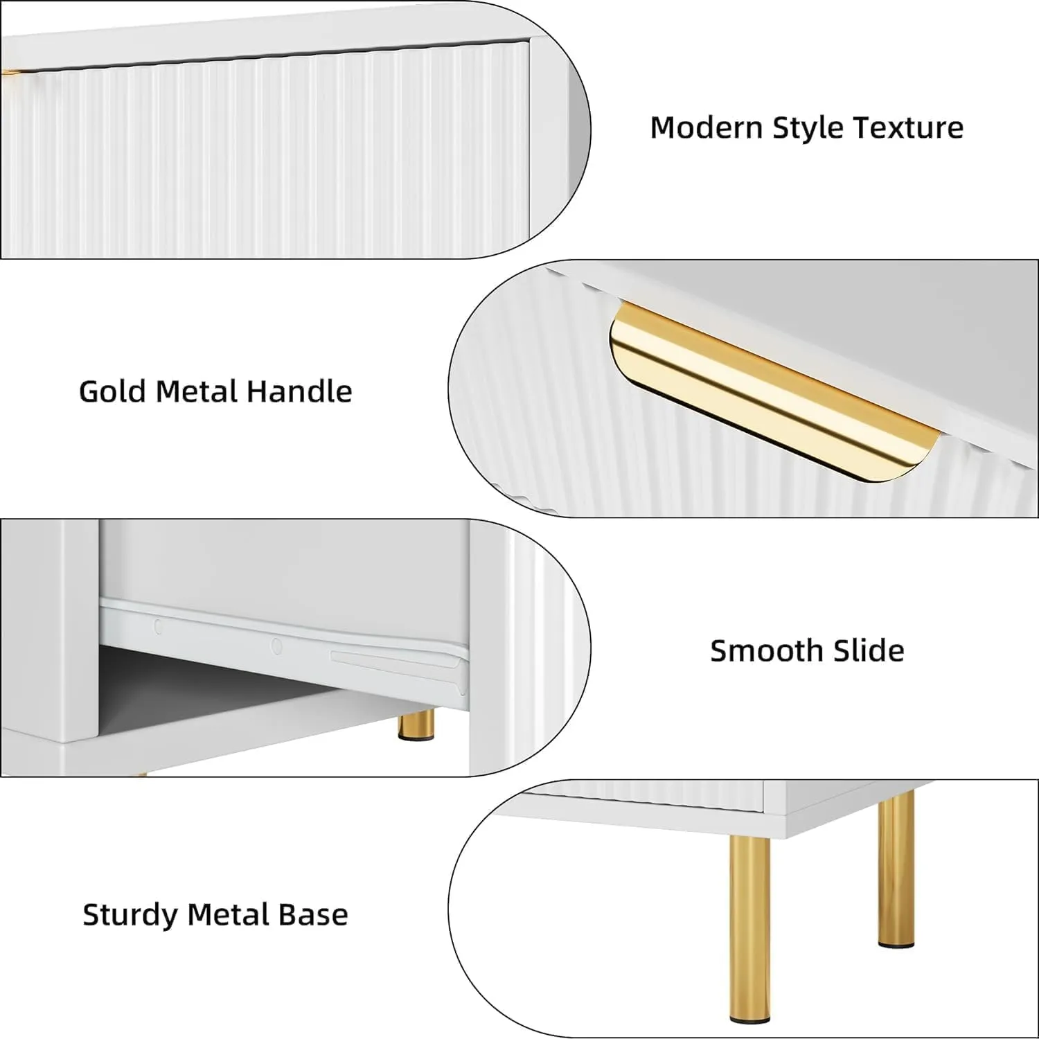 White Dresser, Modern 6 Drawer Dresser for Bedroom with Gold Handle and Large Drawer, Wood Double Chest of Drawers and Storage Organizer for Living Room, Hallway, Entryway