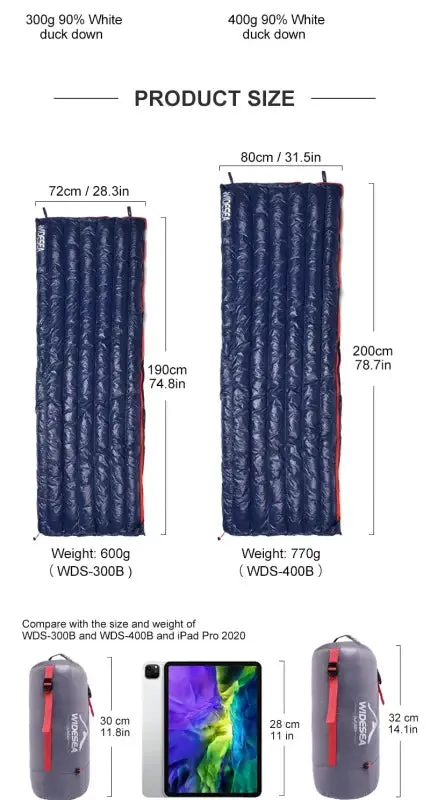 Widesea Ultralight Waterproof Down Sleeping Bag
