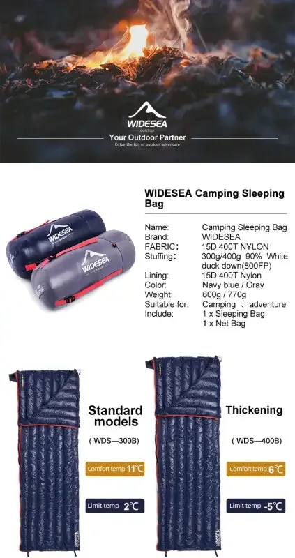 Widesea Ultralight Waterproof Down Sleeping Bag