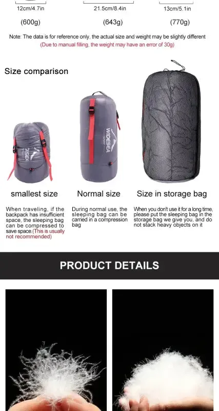 Widesea Ultralight Waterproof Down Sleeping Bag