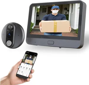 WiFi Video Doorbell for Apartment,Peephole Camera with 4.3" LCD Display,1080P, 120° Wide Angle, Night Vision,Motion Detection,2-Way Audio,Digital Peephole veiwer,Smart Life App Compatible