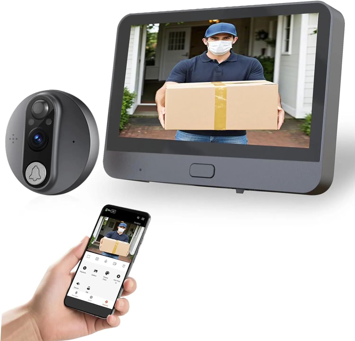 WiFi Video Doorbell for Apartment,Peephole Camera with 4.3" LCD Display,1080P, 120° Wide Angle, Night Vision,Motion Detection,2-Way Audio,Digital Peephole veiwer,Smart Life App Compatible