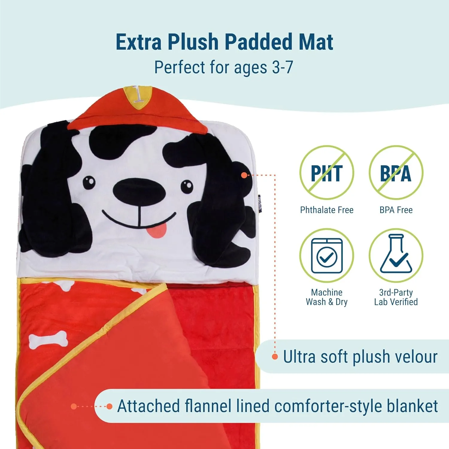 Wildkin Kids Plush Nap Mat – Soft, Cozy, Convenient for Daycare & Preschool