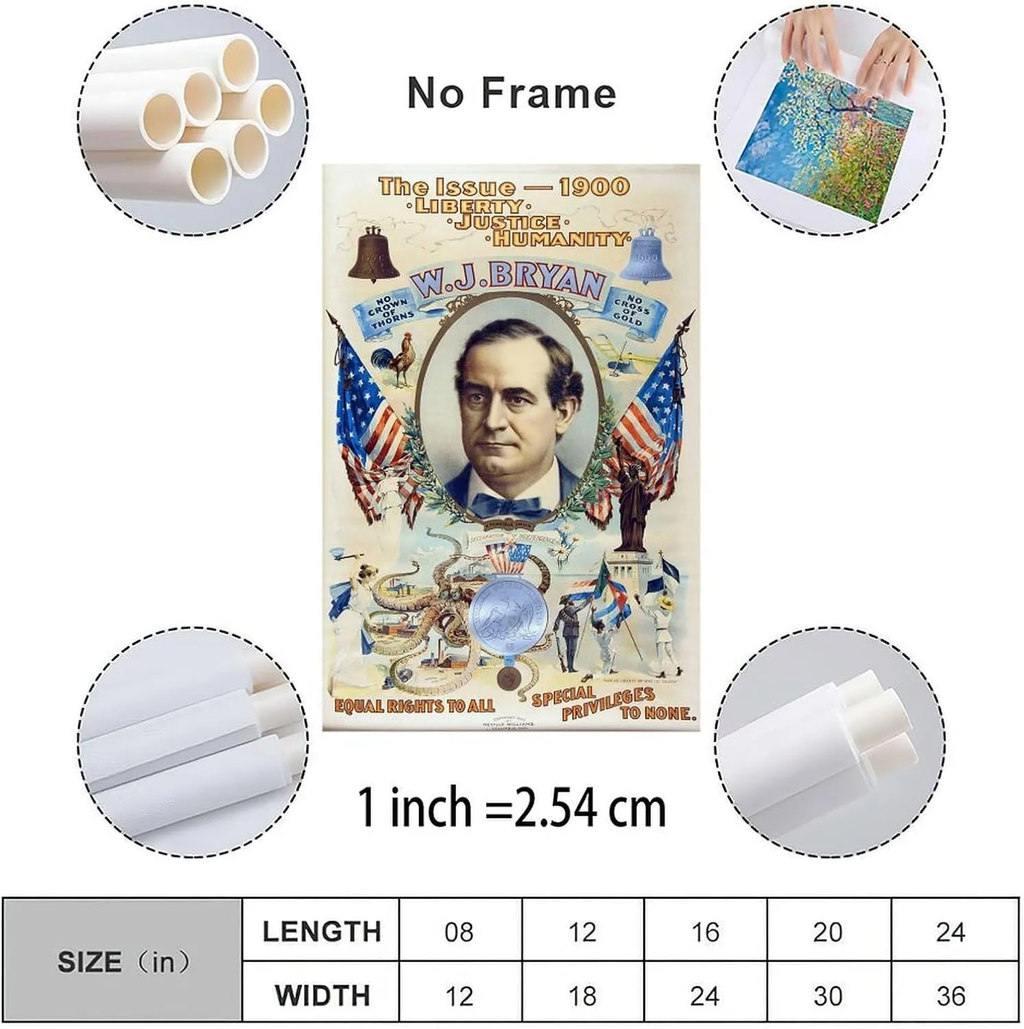 William Jennings Bryan Poster Portrait Poster 2 Canvas Painting Posters And Prints Wall Art Pictures for Living Room Bedroom Decor 16x24inch(40x60cm) Unframe-style