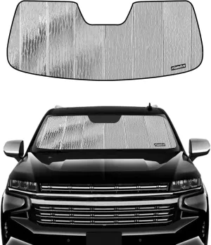 Windshield Sun Shade for Cadillac Escalade 2021-2024,for Chevy Tahoe/Suburban/GMC Yukon 2021-2024,Front Window Sunshade Shield,2-in-1 Reflective Sun Shade,Silver for Summer, Black for Winter