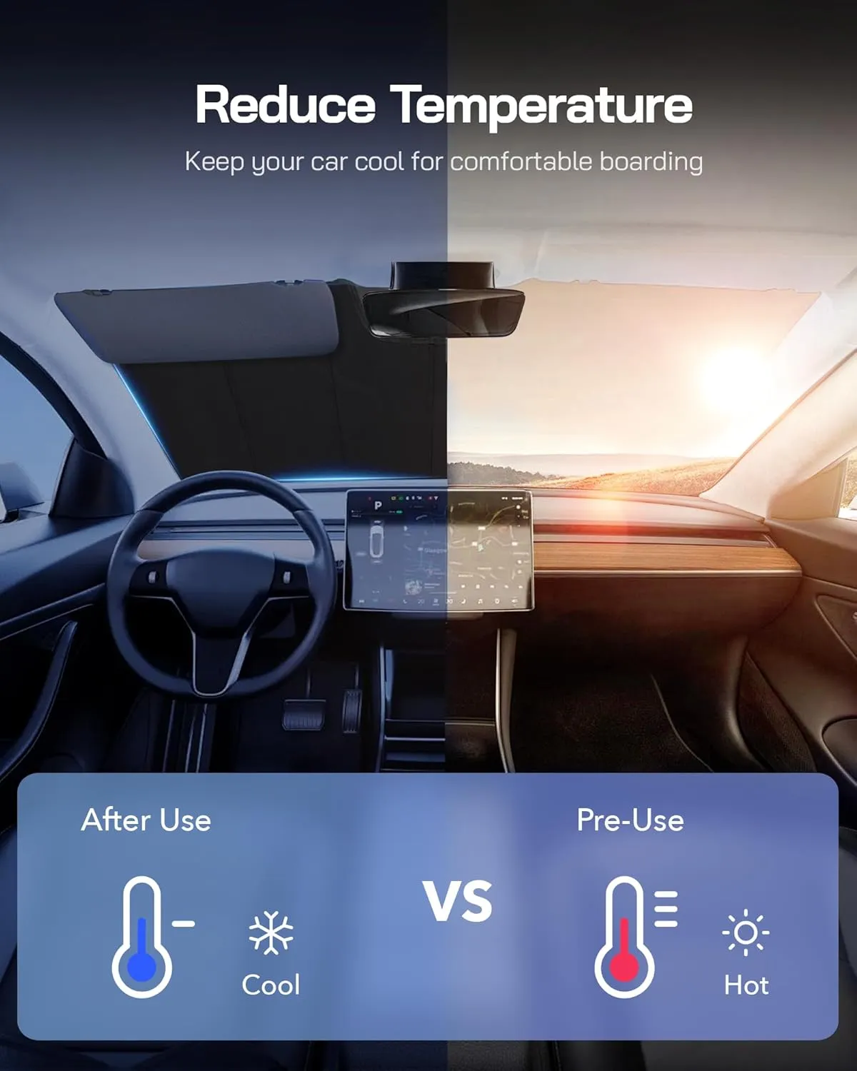 Windshield Sun Shade for Honda CR-V 2012-2016,Thicken Front Windshield Sunshade for Summer,6 Layers Sun Shield,Accordion Fold