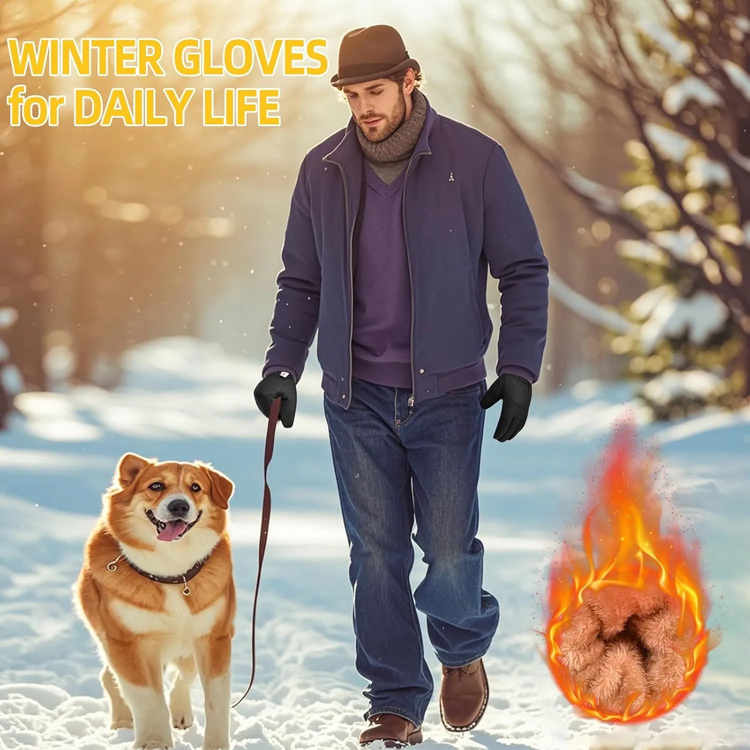 Winter Waterproof Ski Gloves for Kids, Men and Women - Perfect Cold Weather Gloves for Cycling, Driving, Running