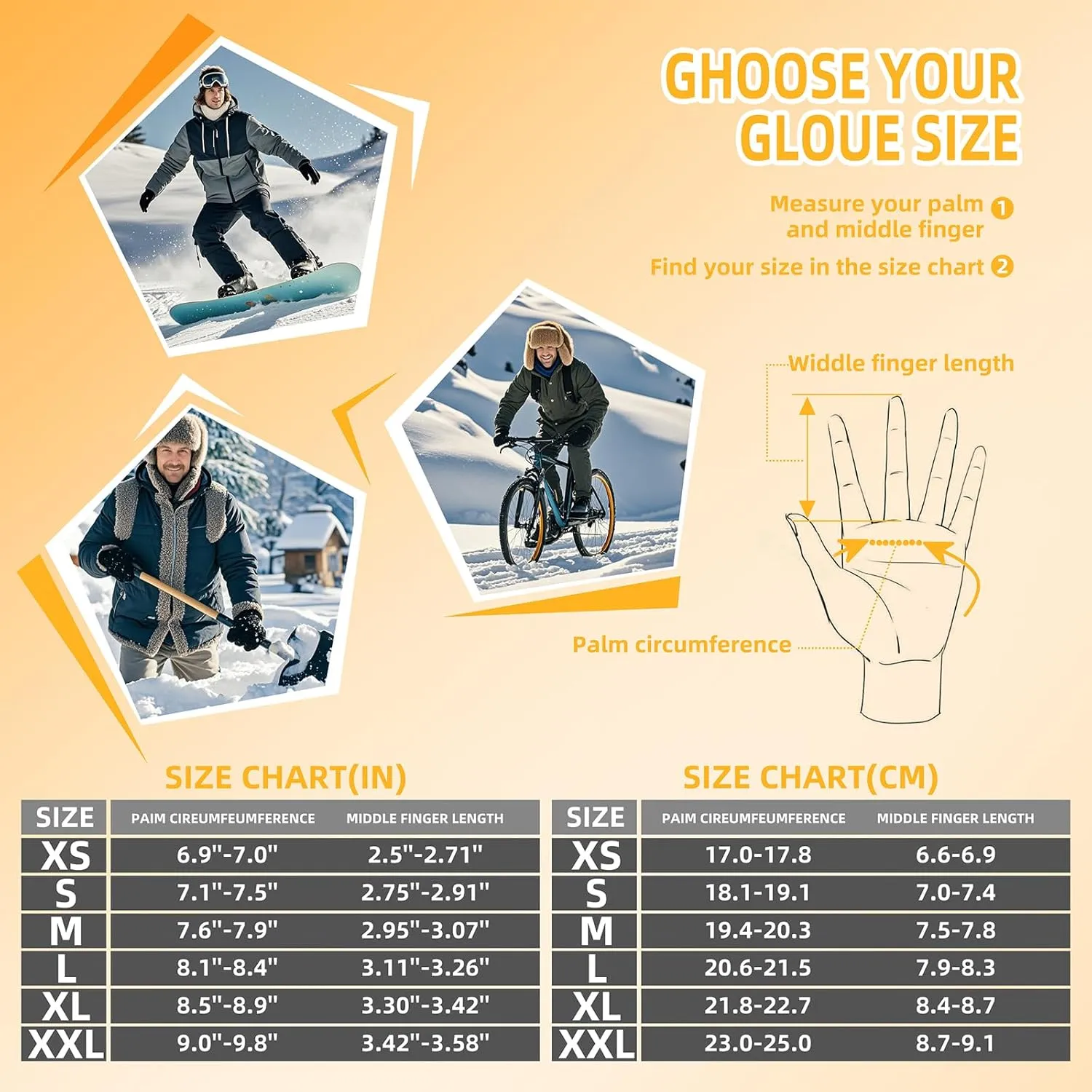 Winter Waterproof Ski Gloves for Kids, Men and Women - Perfect Cold Weather Gloves for Cycling, Driving, Running