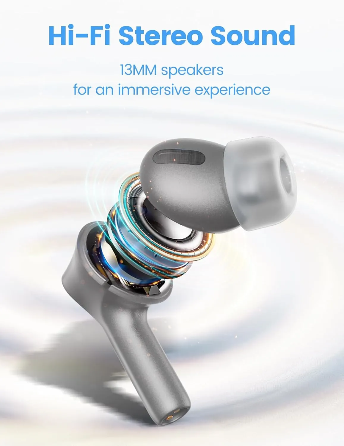 Wireless Earbuds Bluetooth 5.3 Headphones 50H Playtime Deep Bass Stereo Ear Buds with Mic IPX7 Waterproof Comfort Lightweight in Ear Earphones for Pad Android/iOS Phones Gifts for Women Men