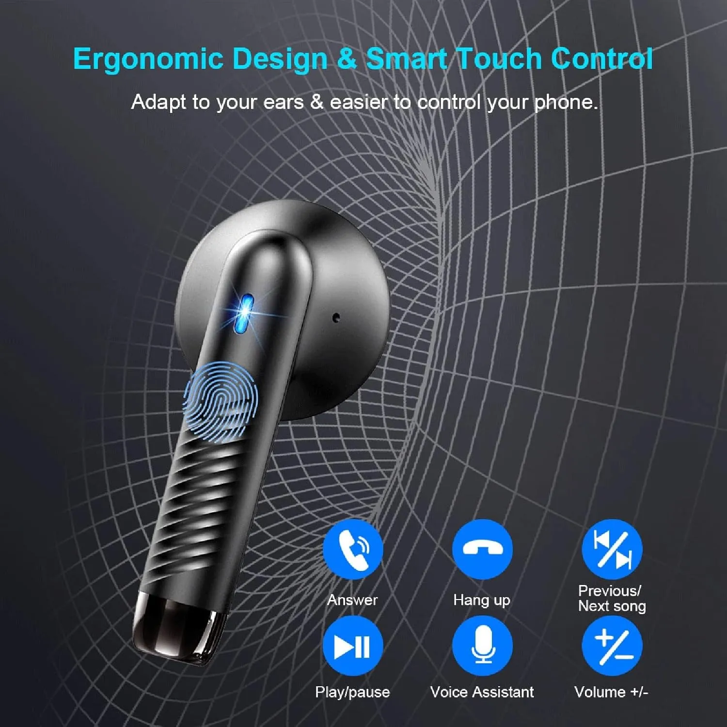 Wireless Earbuds, Bluetooth 5.4 Earbuds Stereo Bass, Bluetooth Headphones in Ear Noise Cancelling Mic, Sports Earphones IP7 Waterproof, 32H Playtime USB C Mini Charging Case Ear Buds for Android iOS