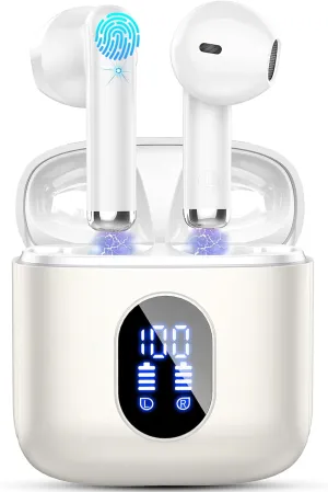 Wireless Earbuds Bluetooth Earbuds Hi-Fi Stereo, 2024 Ear Buds with 4 ENC Mics, 3g Mini Bluetooth Headphones in Ear, 30H USB-C LED Charging Case, IP7 Waterproof Wireless Earphones for Android iOS