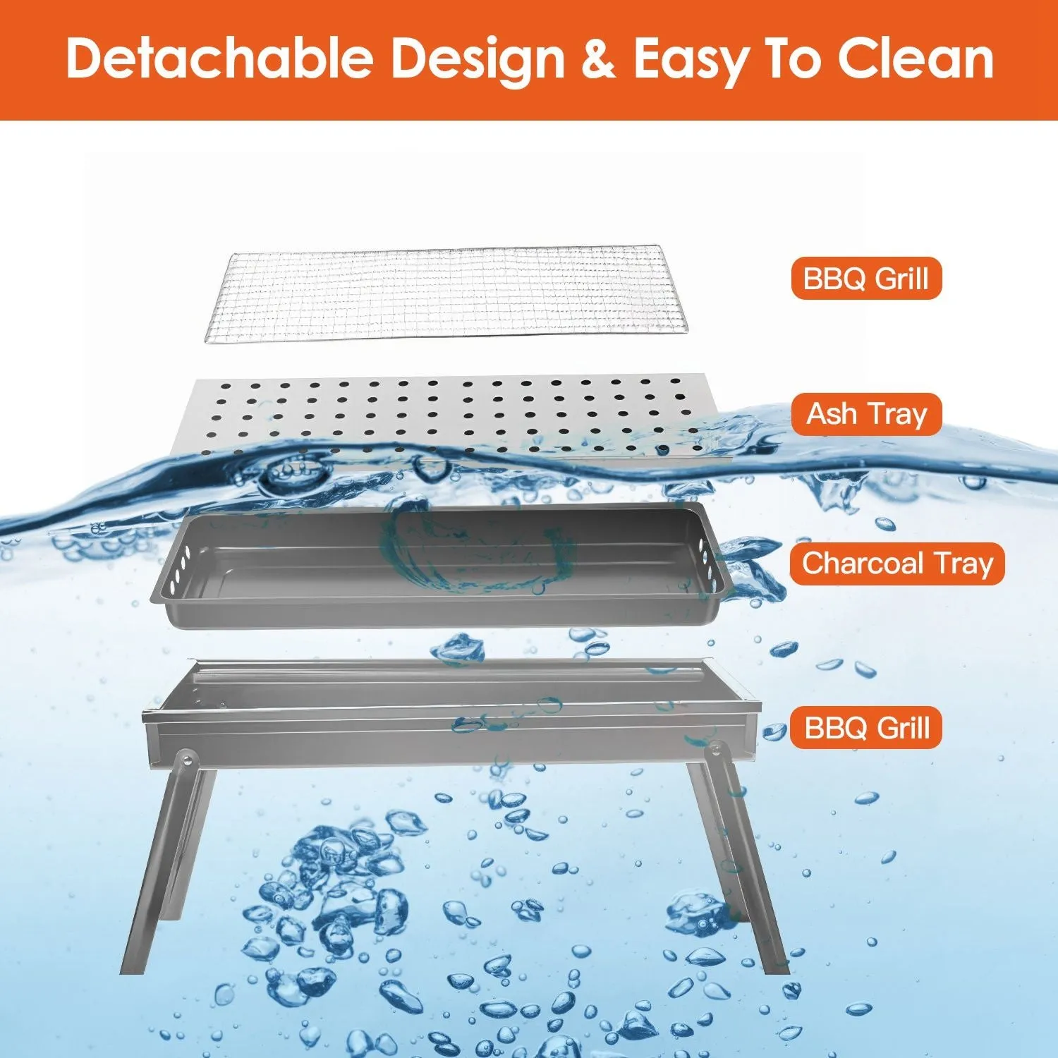 Wireless-enabled Easy Portable Shelf Picnic Stainless Camping Party Barbecue Grill Steel with Tabletop Backyard Charcoal Setup Foldable for Holiday sale BBQ Grill Net Grill Outdoor