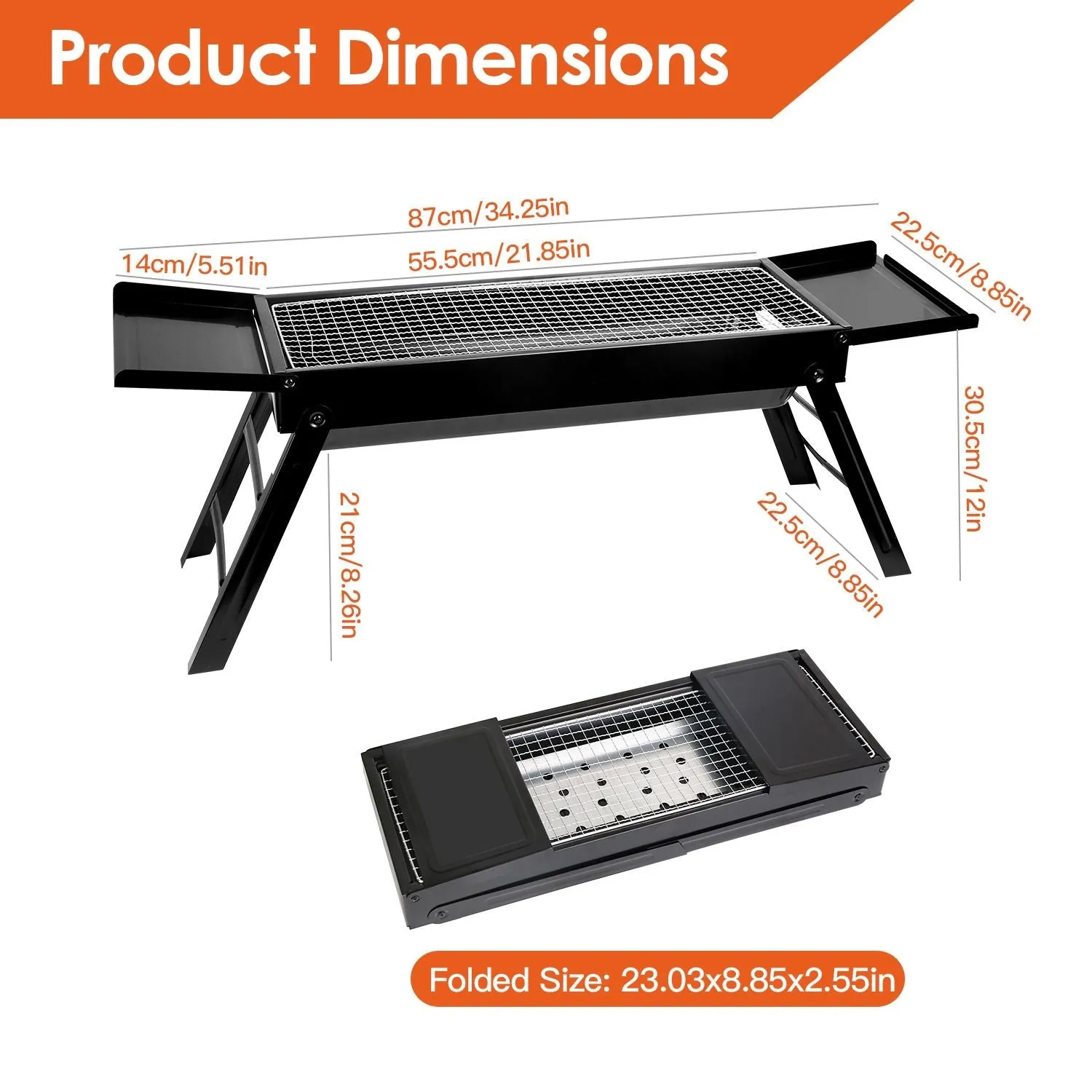 Wireless-enabled Easy Portable Shelf Picnic Stainless Camping Party Barbecue Grill Steel with Tabletop Backyard Charcoal Setup Foldable for Holiday sale BBQ Grill Net Grill Outdoor