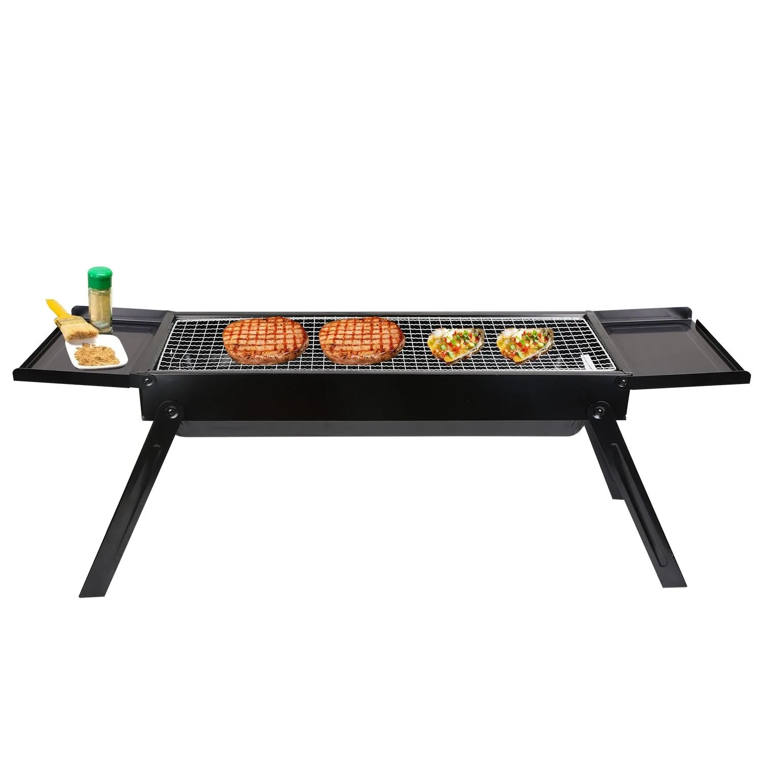 Wireless-enabled Easy Portable Shelf Picnic Stainless Camping Party Barbecue Grill Steel with Tabletop Backyard Charcoal Setup Foldable for Holiday sale BBQ Grill Net Grill Outdoor
