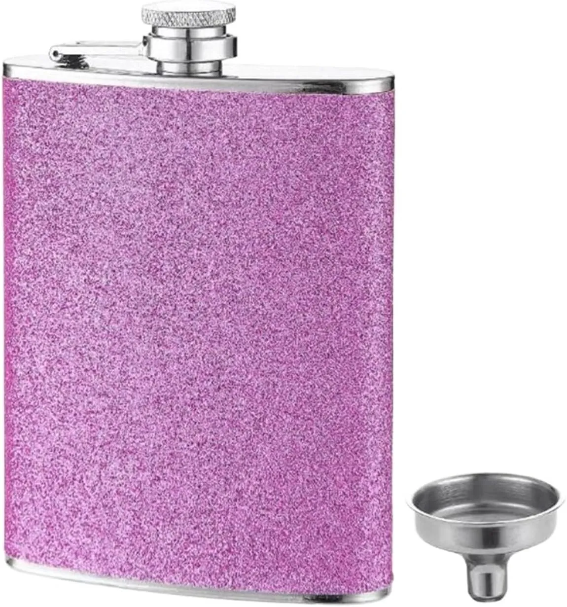 Women Men Portable Travel Small Flasks Stainless Steel Flasks with Funnel Wedding Party Birthdays 8Oz(Red)