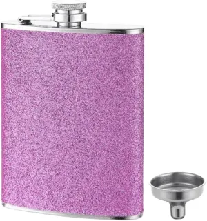 Women Men Portable Travel Small Flasks Stainless Steel Flasks with Funnel Wedding Party Birthdays 8Oz(Red)