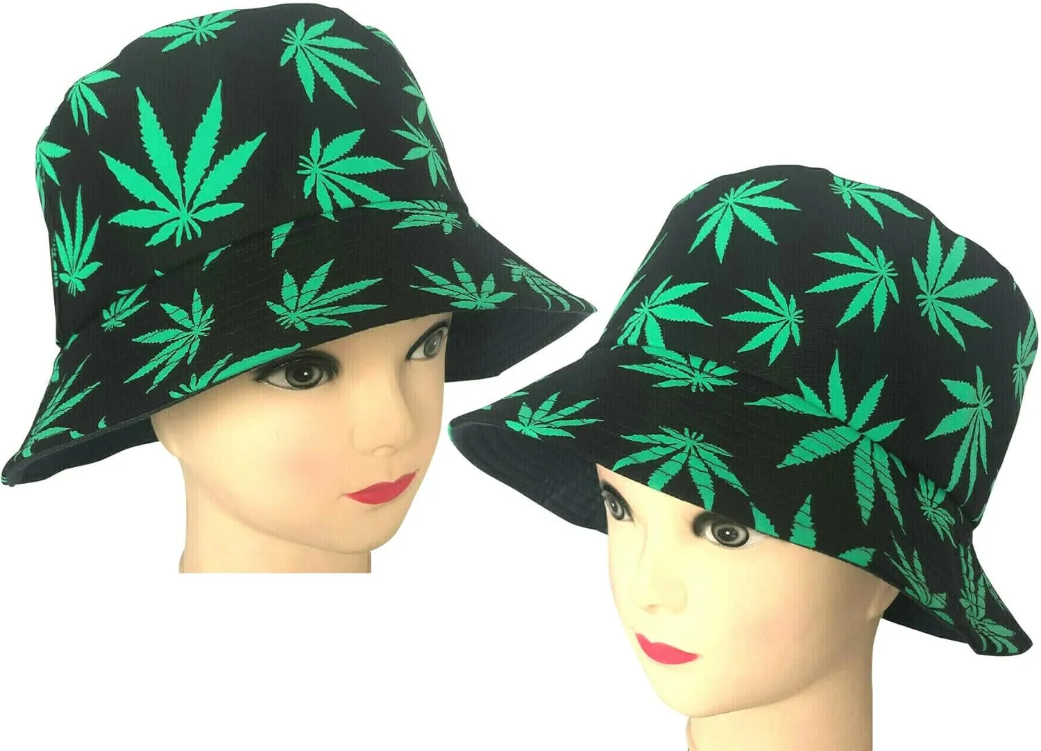 Women Men Reversible Marijuana Bucket Hat Summer Travel Fisherman Beach Sun Hat Packable
