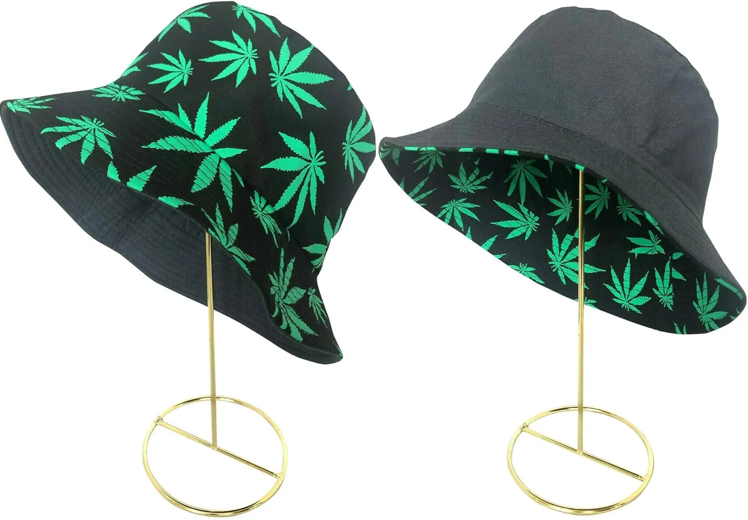 Women Men Reversible Marijuana Bucket Hat Summer Travel Fisherman Beach Sun Hat Packable
