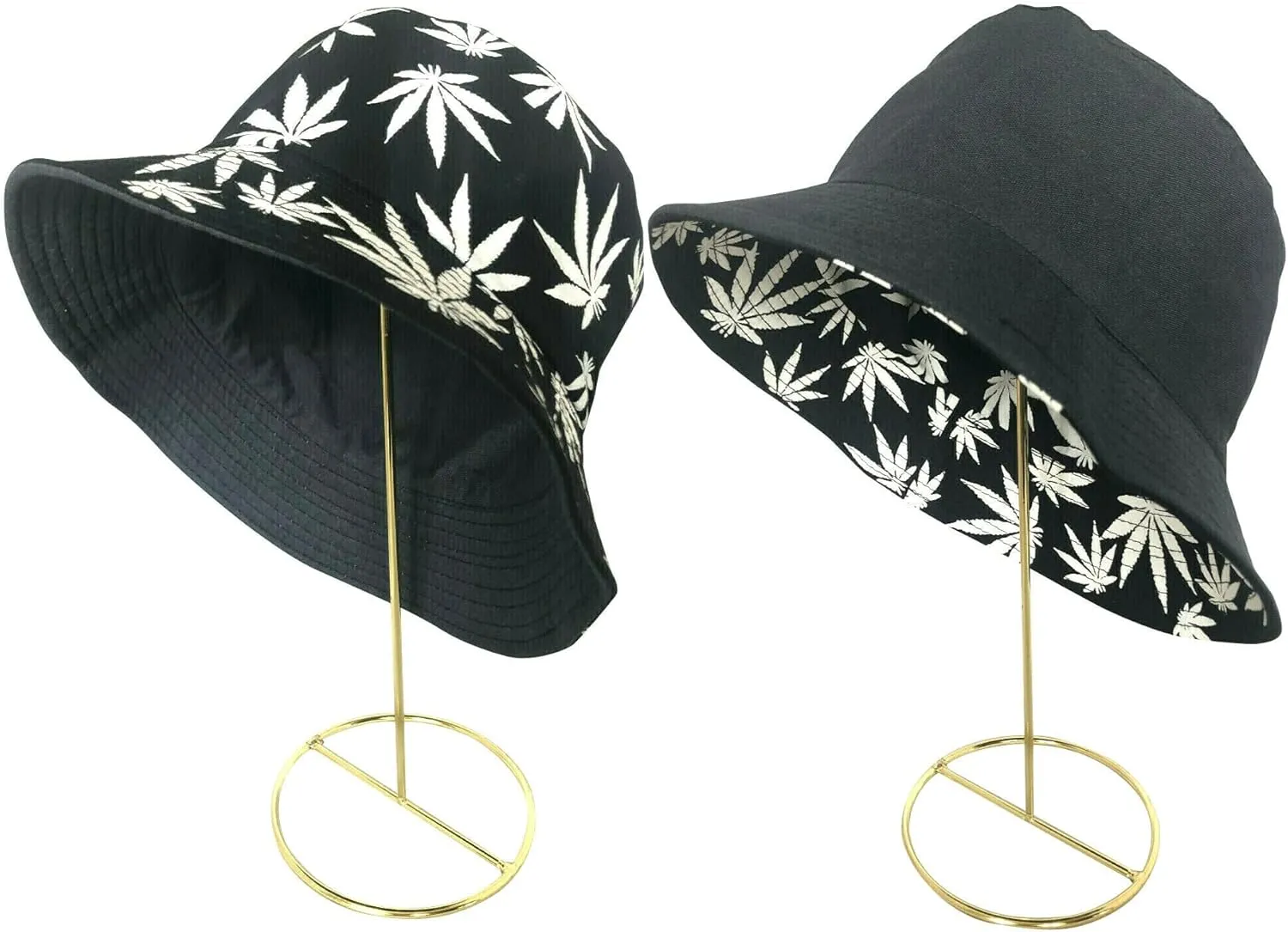 Women Men Reversible Marijuana Bucket Hat Summer Travel Fisherman Beach Sun Hat Packable