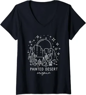 Womens Cool Vintage Cactus Arizona Painted Desert Camping Souvenir V-Neck T-Shirt