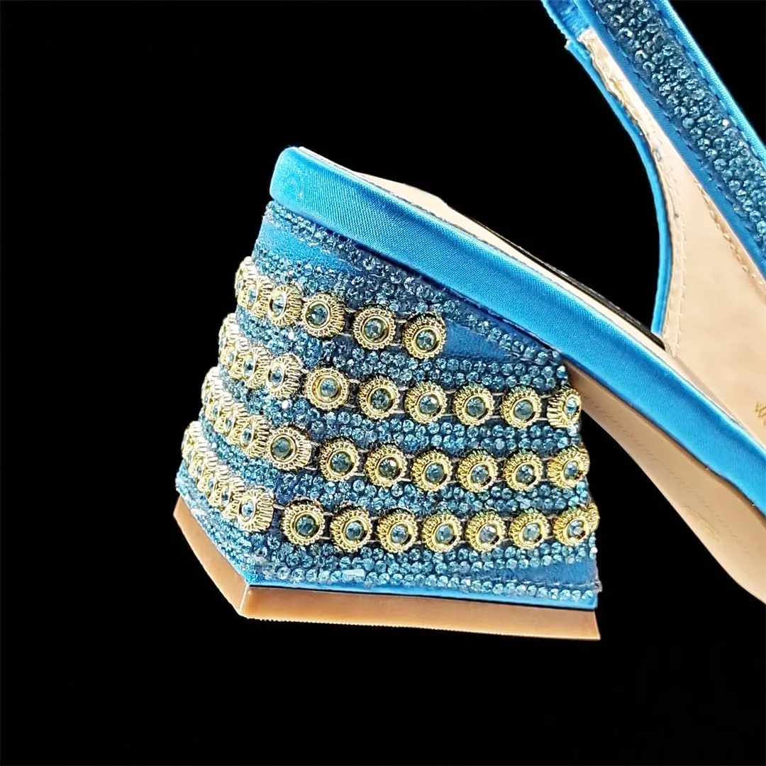 Women’S Full Diamond High Heels and Dual Use Clutch Set with Graffiti Design for Stylish Parties