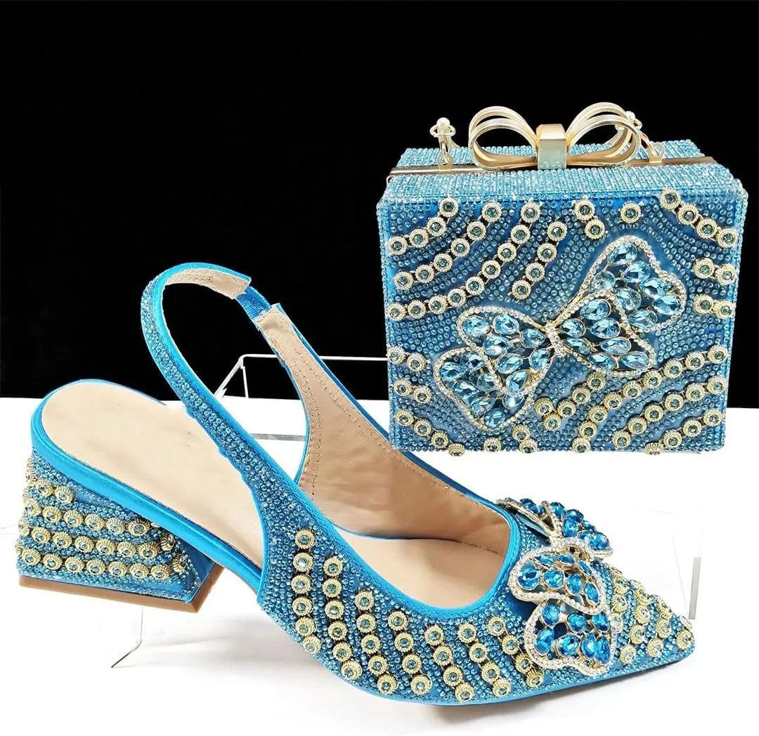 Women’S Full Diamond High Heels and Dual Use Clutch Set with Graffiti Design for Stylish Parties
