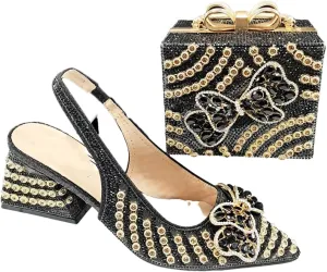 Women’S Full Diamond High Heels and Dual Use Clutch Set with Graffiti Design for Stylish Parties