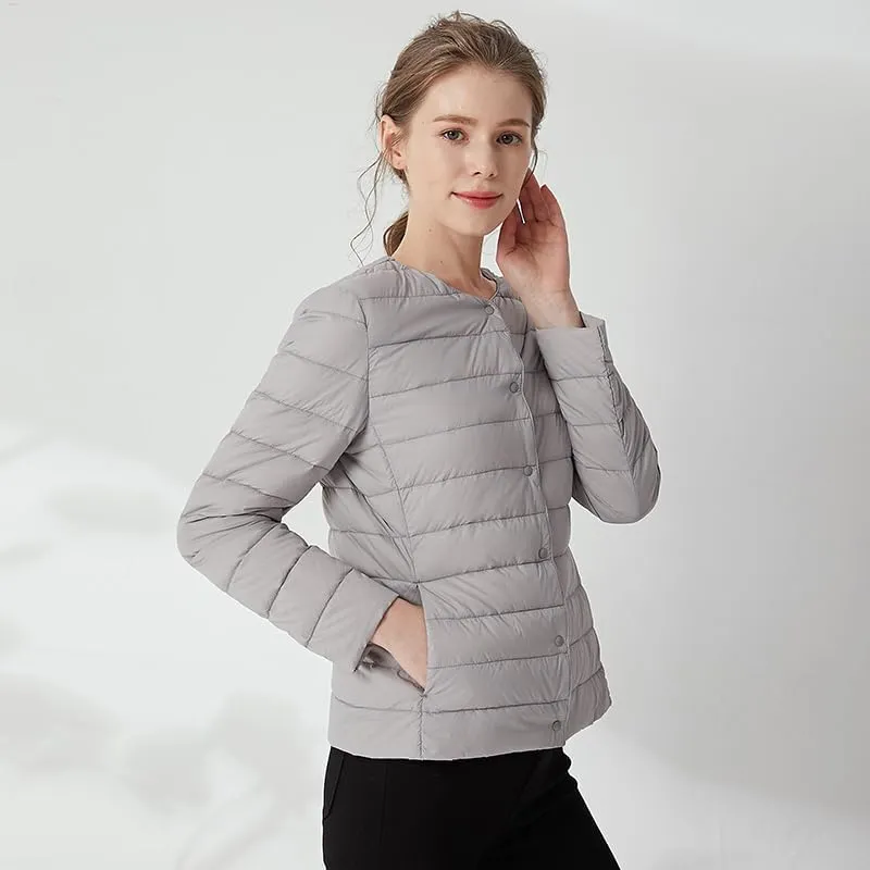 Women's Slim Fit Portable Down Jackets 90% Duck Down Crewneck Lightweight Down Jackets
