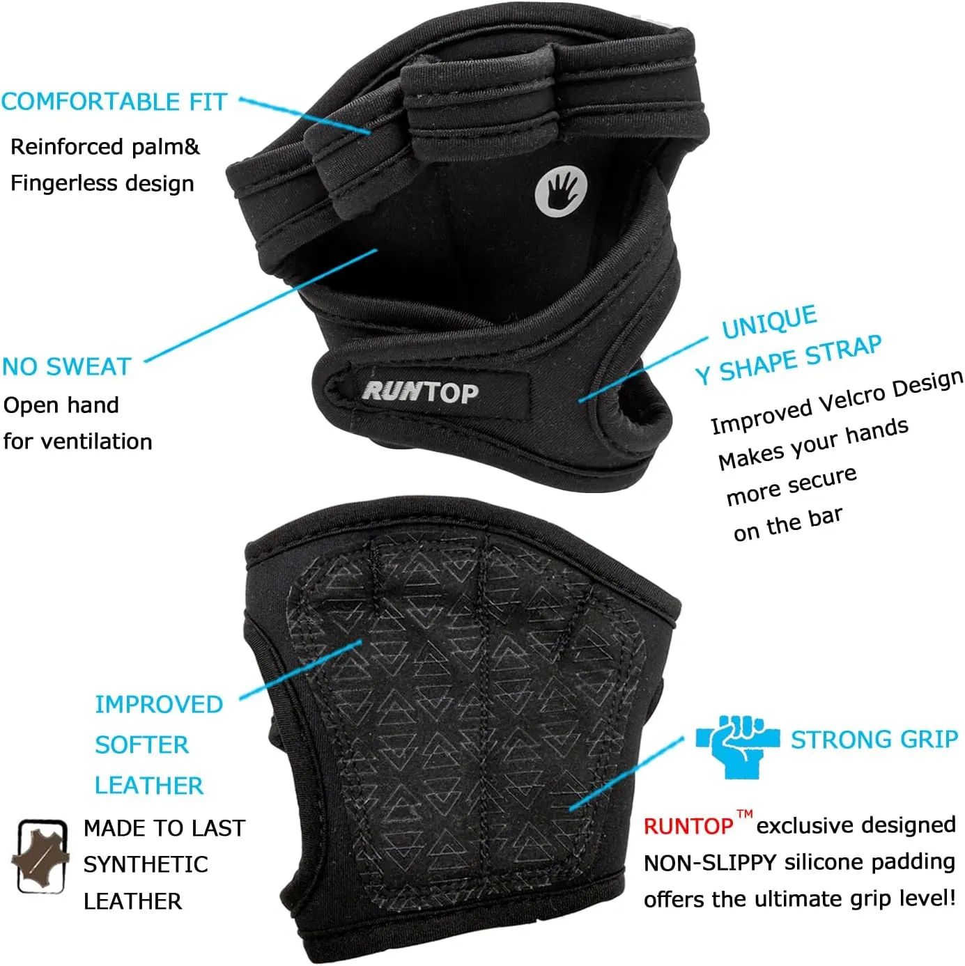 Workout Gloves Fitness Cross Training WODS Gym Yoga Exercise Grip Pads Weight Lifting Powerlifting Anti-Slip Barehand Strong Grips Palm Protect Men Women