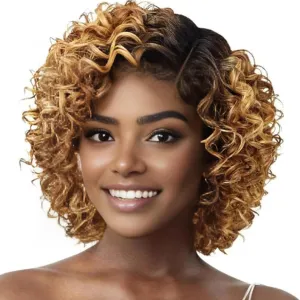 XIUFAXIRUSI XIUFAXIRUSI Short Blonde Curly Wigs for Black Women Ombre Blonde Kinky Curly Side Part Wig Afro Synthetic Short Bob Hair Wig