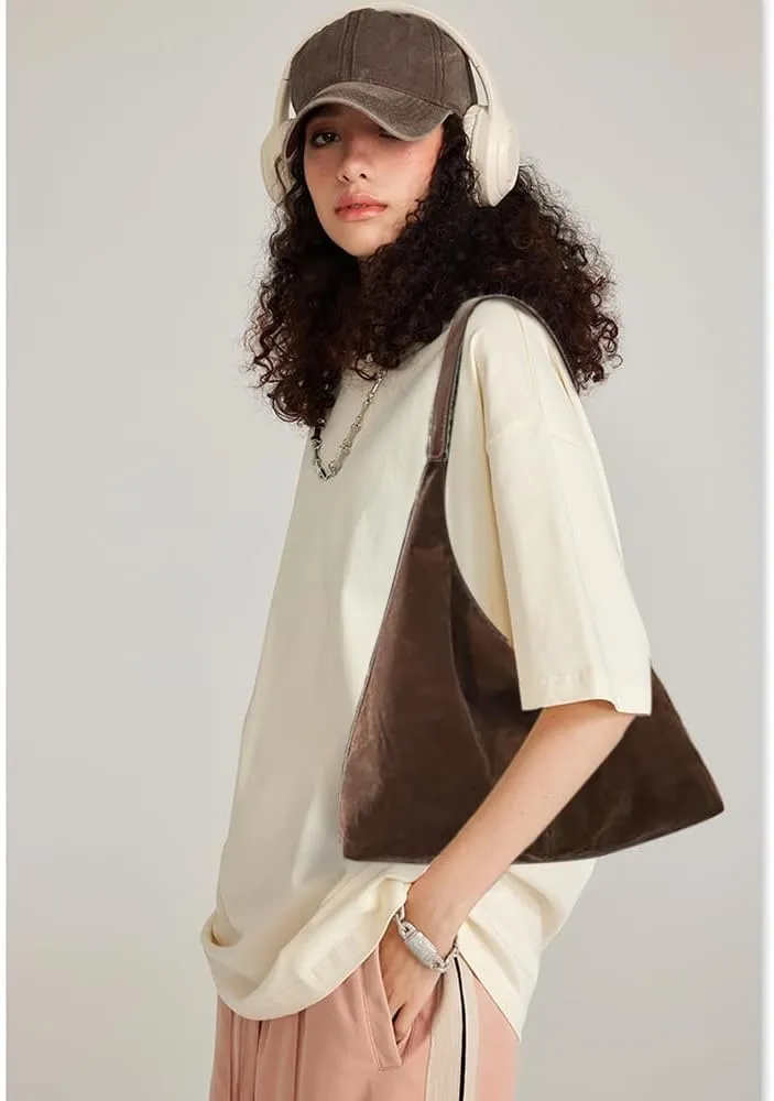 YDSIII Synthetic Suede Bag For Women,Tote Bag For women, Suede Tote Bag With Leather Shoulder Strap