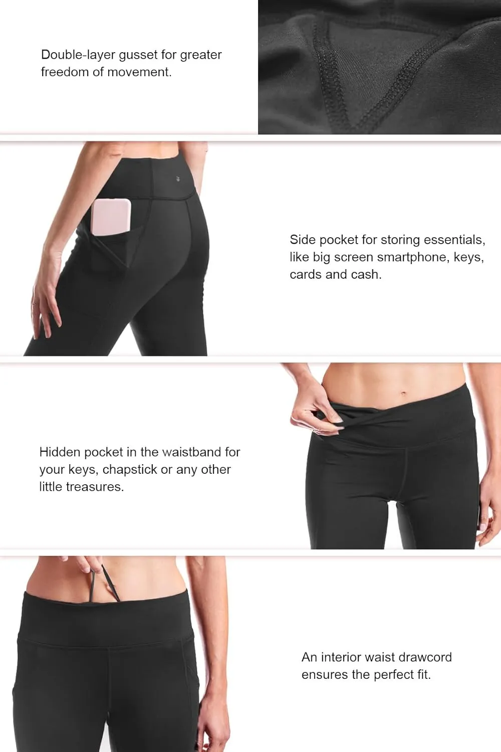Yogipace,Women's 25"/28"/31"/34"/36" Water Resistant Thick Thermal Fleece Lined Leggings