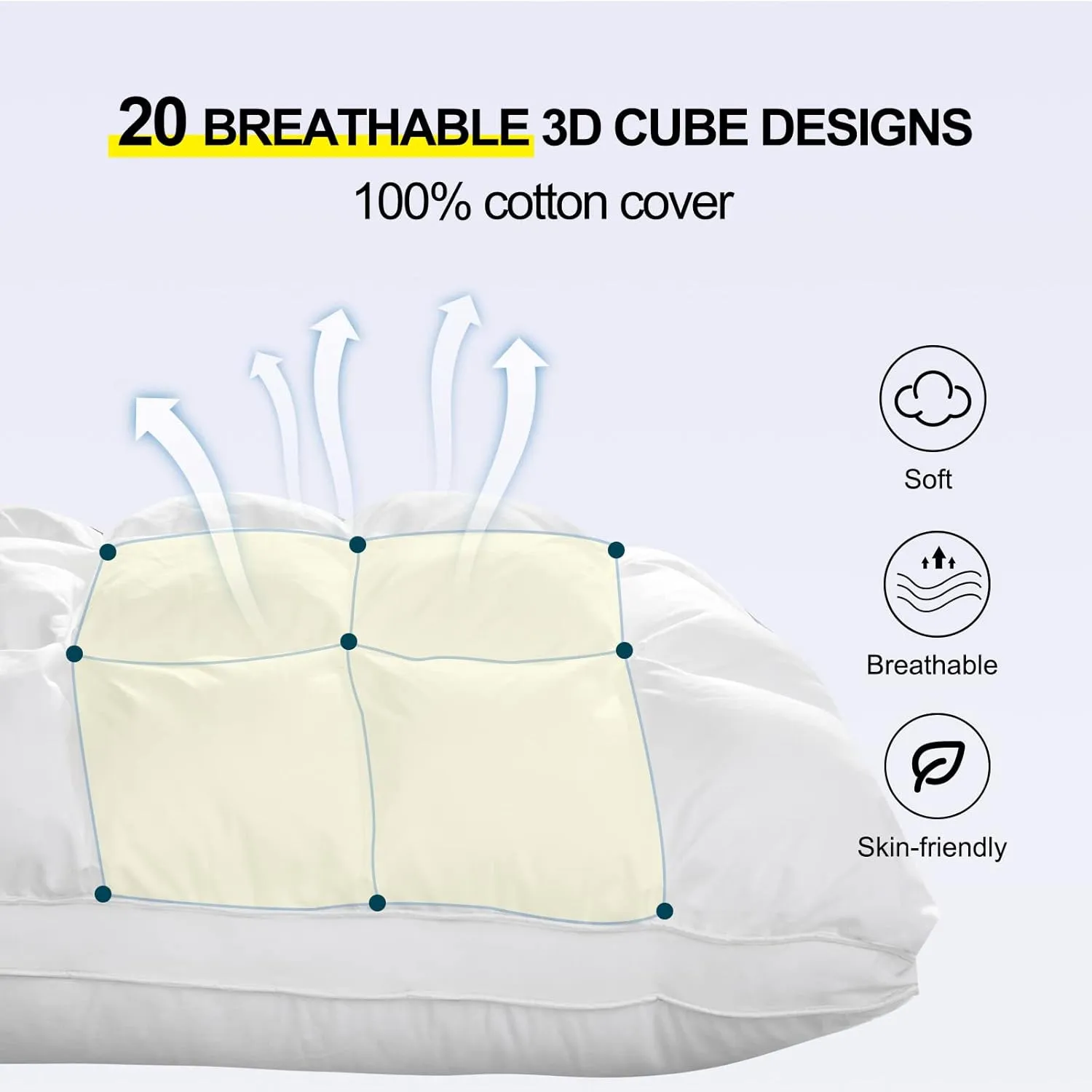 YOUR MOON Soft Pillows Standard for Sleeping, Support Bed Pillows, Fluffy Down Alternative Pillow, Luxury Hotel Gel Standard Pillows for Side Sleeping (White)
