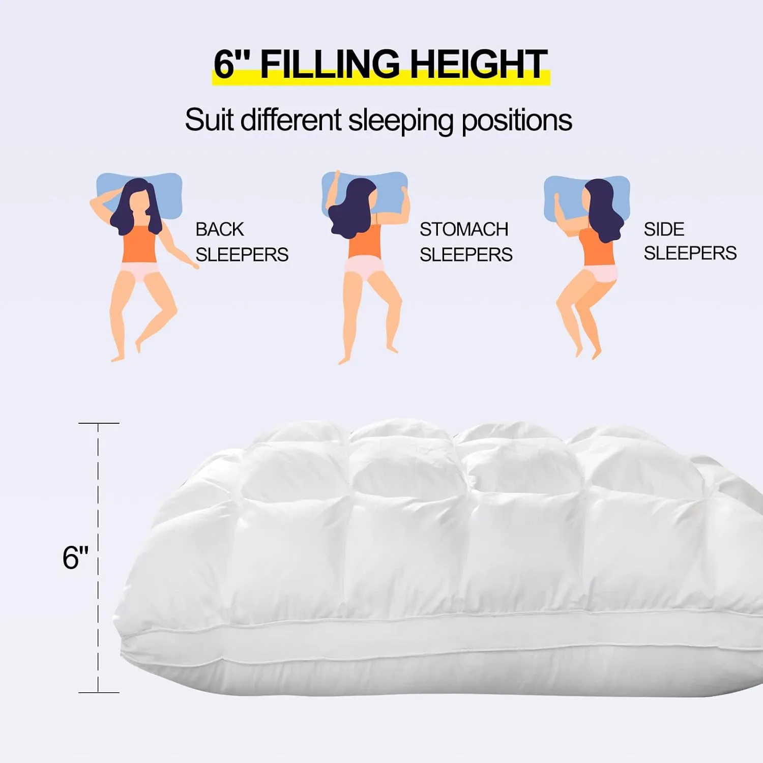 YOUR MOON Soft Pillows Standard for Sleeping, Support Bed Pillows, Fluffy Down Alternative Pillow, Luxury Hotel Gel Standard Pillows for Side Sleeping (White)