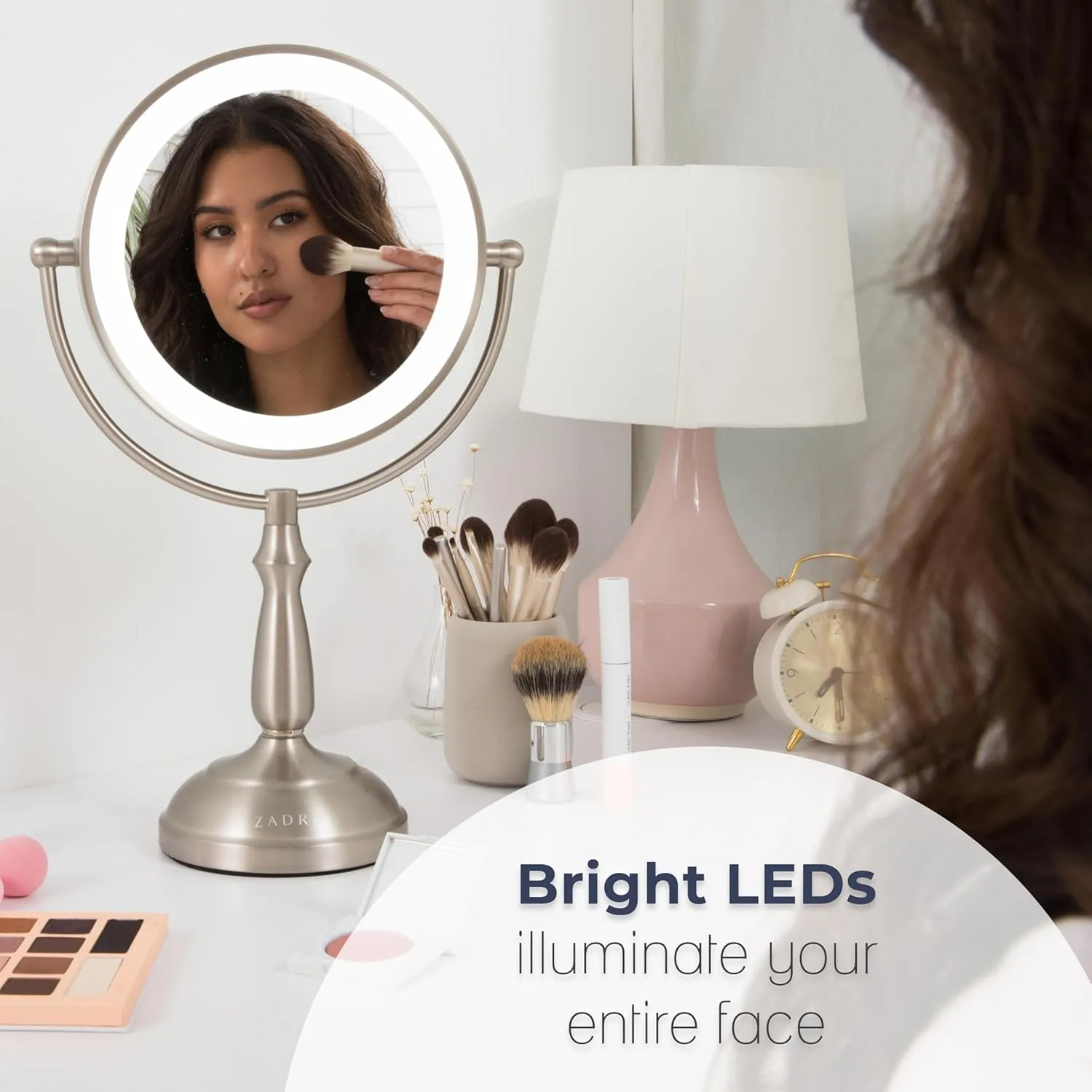Zadro 11" Makeup Mirror with Lights and Magnification Dimmable Touch LED Lighted Makeup Mirror with Magnification (Large | 11" x 17" | 10X/1X, Chrome)