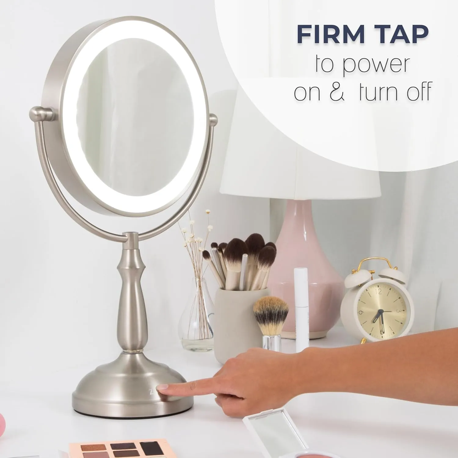Zadro 11" Makeup Mirror with Lights and Magnification Dimmable Touch LED Lighted Makeup Mirror with Magnification (Large | 11" x 17" | 10X/1X, Chrome)