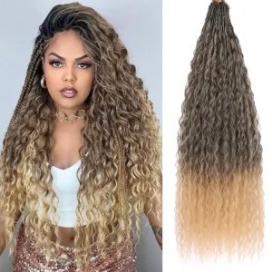 ZRQ Pre looped Micro Brazilian Braids Curly Crochet Hair 18 inch Water Wave Crochet Hair Afro Kinky Curly Ombre Light Blonde Braiding Hair Extensions Deep Wave Synthetic Crochet Hair For Women