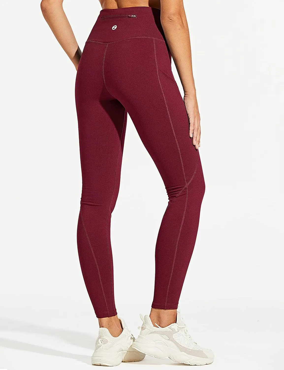 ZUTY Fleece Lined Leggings Women Water Resistant Winter Thermal Insulated High Waisted Hiking Leggings Pockets Plus Size
