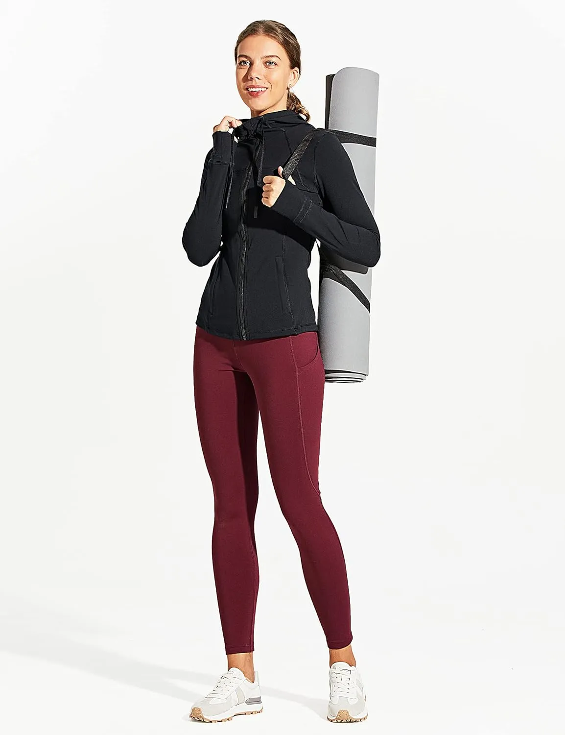 ZUTY Fleece Lined Leggings Women Water Resistant Winter Thermal Insulated High Waisted Hiking Leggings Pockets Plus Size