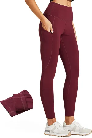 ZUTY Fleece Lined Leggings Women Water Resistant Winter Thermal Insulated High Waisted Hiking Leggings Pockets Plus Size